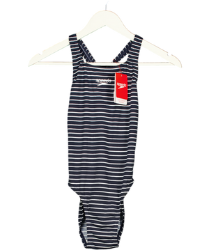SPEEDO Endurance Navy Blue / White Striped Swimsuit UK 8