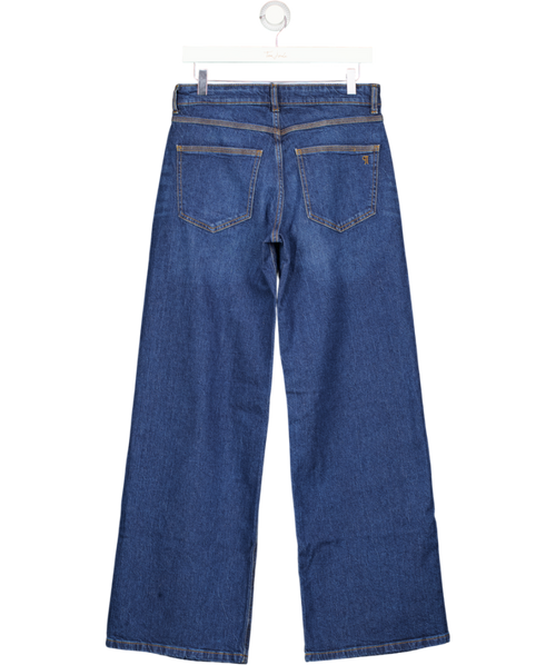 ANTHROPOLOGIE Blue Pearl-embellished Low-rise Wide-leg Jeans By Pilcro W25