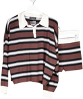 White Fox Brown It's Ok, I'm Ok Knit Sweater Chestnut Stripe And Shorts UK S/M