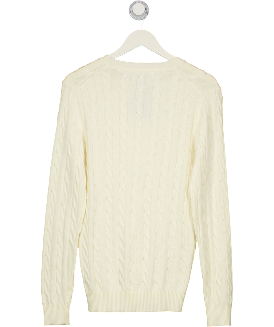 GANT Cream Cotton Cable Knit Crew Neck Sweater UK S