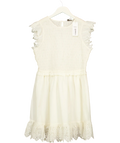M&S Cream Cotton Broderie Frill Smocked Mini Dress Ivory UK 12