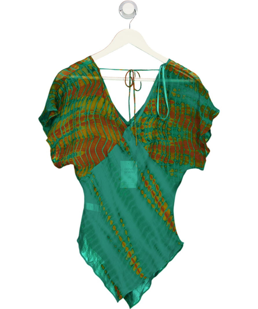 Jasper Conran London Chiffon Orange And Green Tie Dye Top UK 14