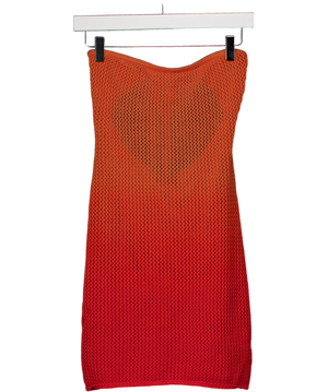 White Fox Orange Hotter Than The Sun Crochet Mini Dress Flame Ombre UK S
