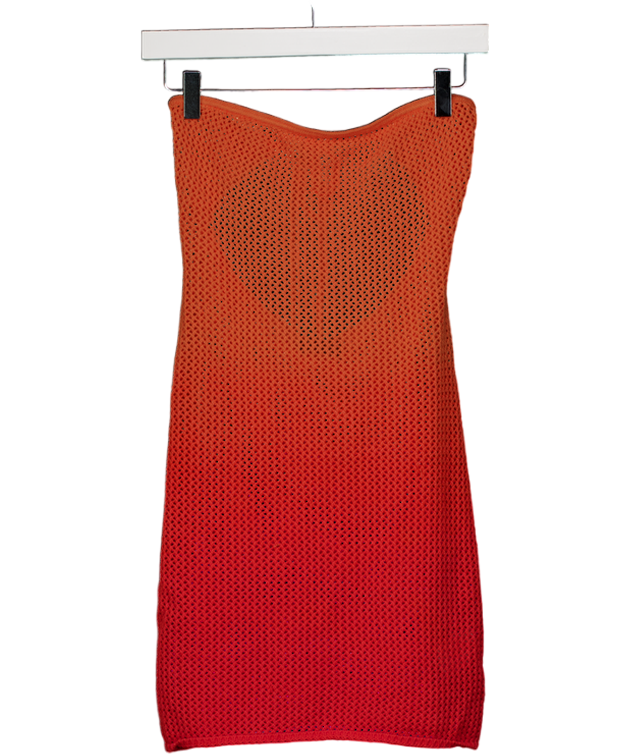 White Fox Orange Hotter Than The Sun Crochet Mini Dress Flame Ombre UK S