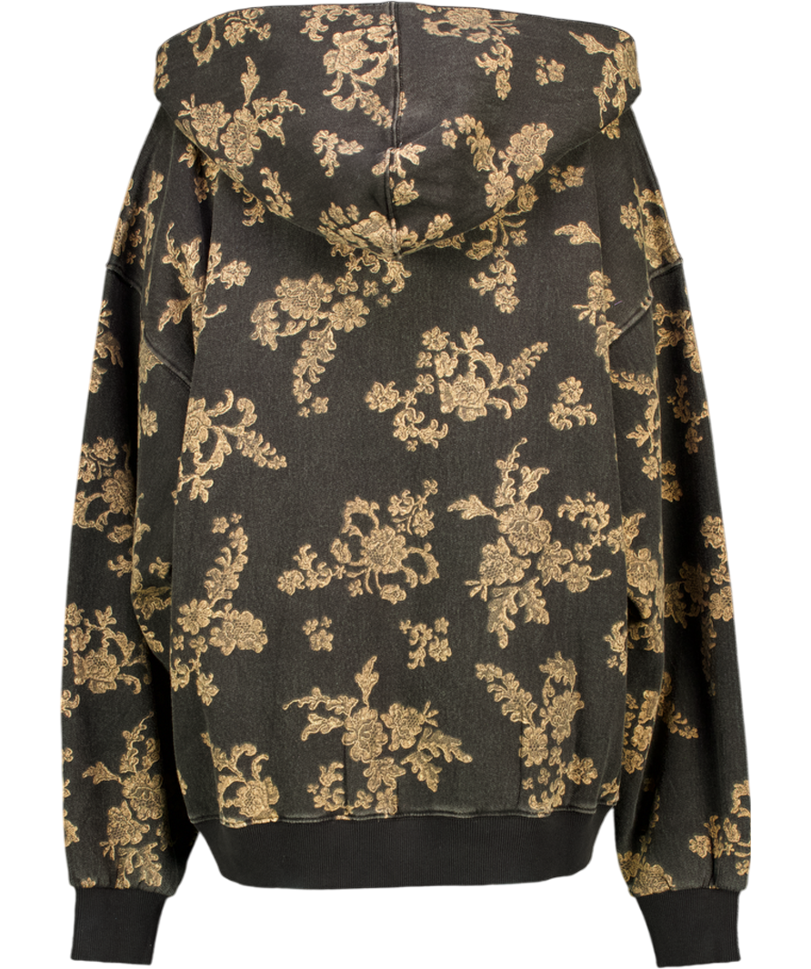 FREE PEOPLE We The Free Black Wash 'it's A Vibe' Printed Hoodie UK M