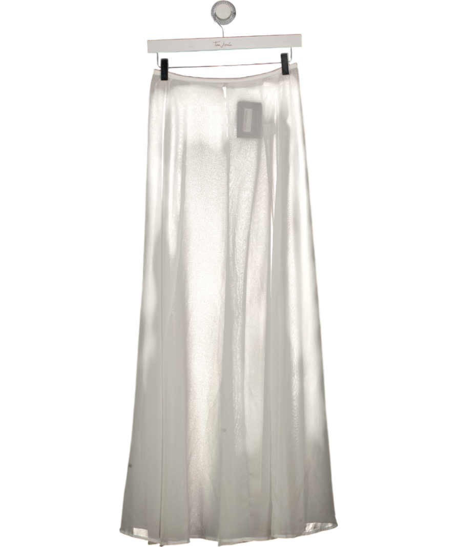 KAT THE LABEL White Sheer Chiffon Maxi Skirt UK S