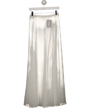 KAT THE LABEL White Sheer Chiffon Maxi Skirt UK S