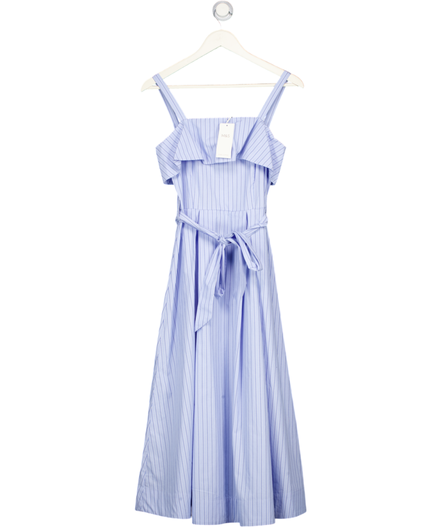 M&S Blue Striped Midi Cami Dress UK 6