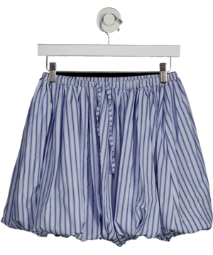 Ghospell Stripe Puffball Mini Skirt In Sky Blue UK XS