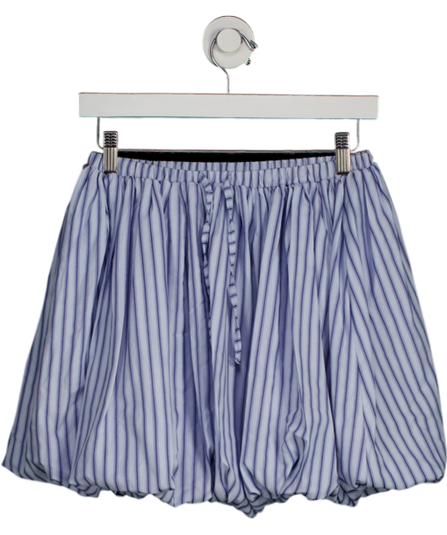 Ghospell Stripe Puffball Mini Skirt In Sky Blue UK XS