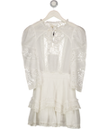 LOVESHACKFANCY White Lace-trim Cotton Mini Dress UK XS