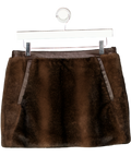 ZARA Brown Studio Faux Fur Mini Skirt Leather Trim UK S