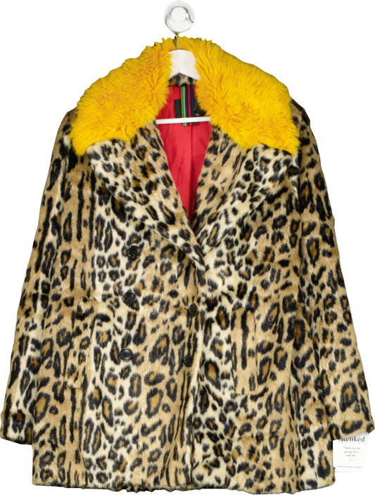 Paul Smith Brown Leopard Print Faux Fur Coat UK 12