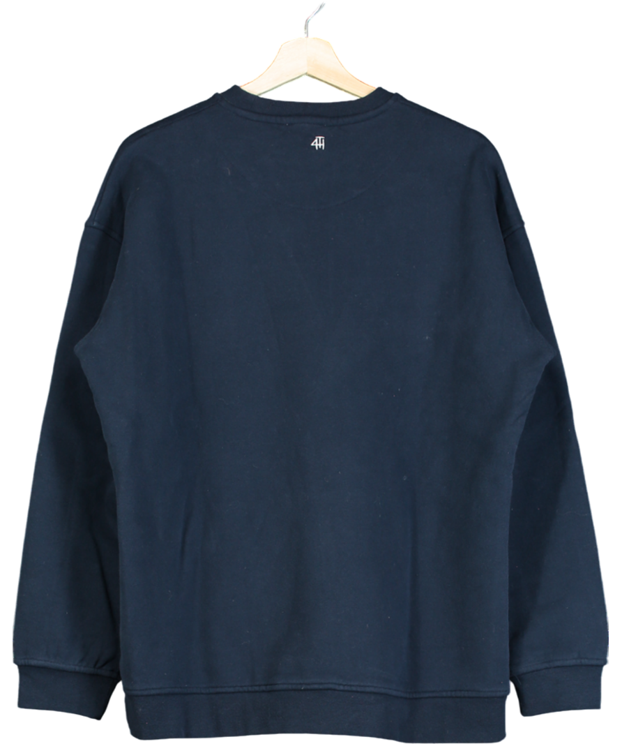 4th & Reckless Blue Navy 1850 Slogan Classic Longline Sweatshirt- Harley UK S