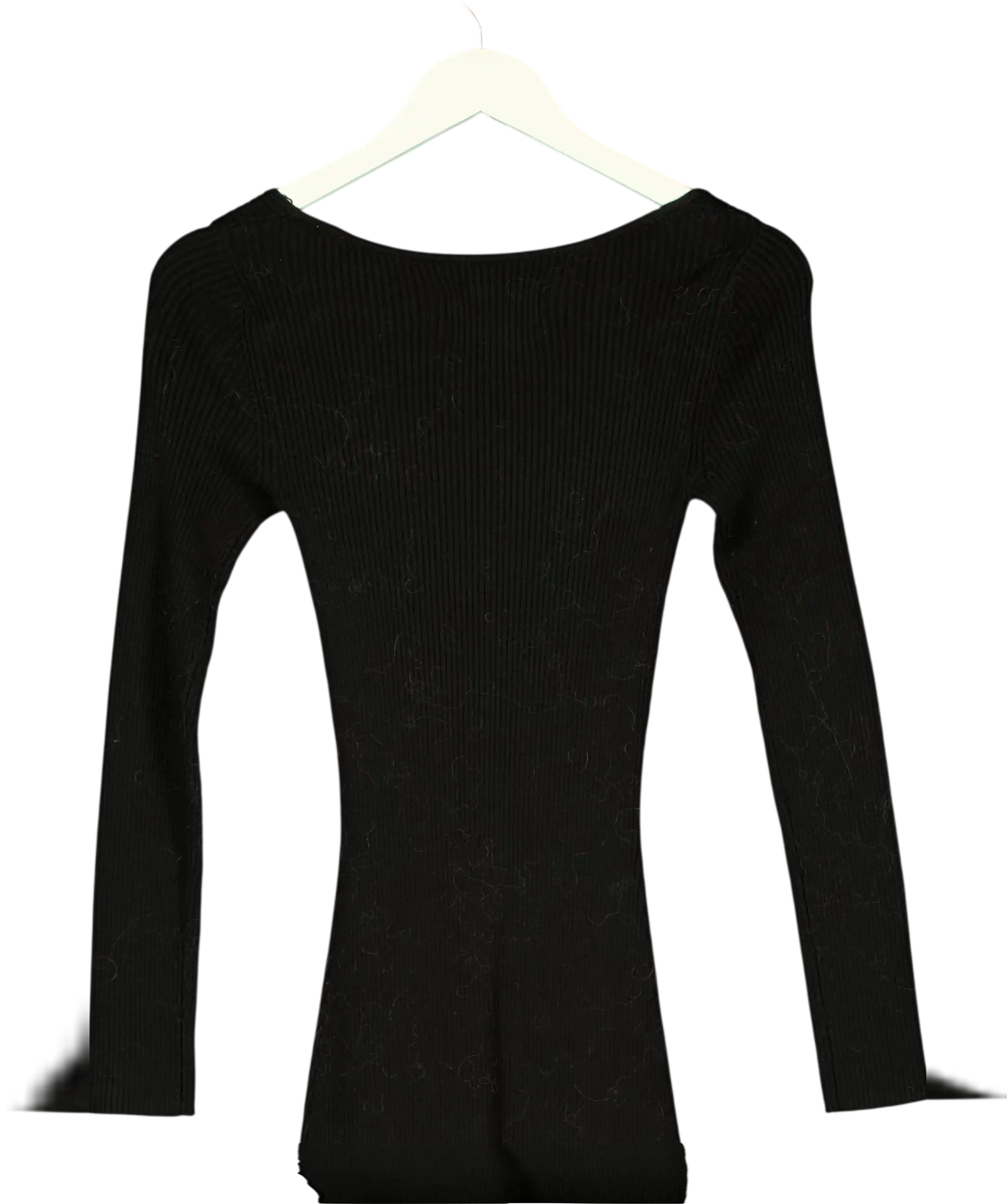 JACK WILLS Black Rib Knit Long Sleeve Sweetheart Midi Dress UK 8