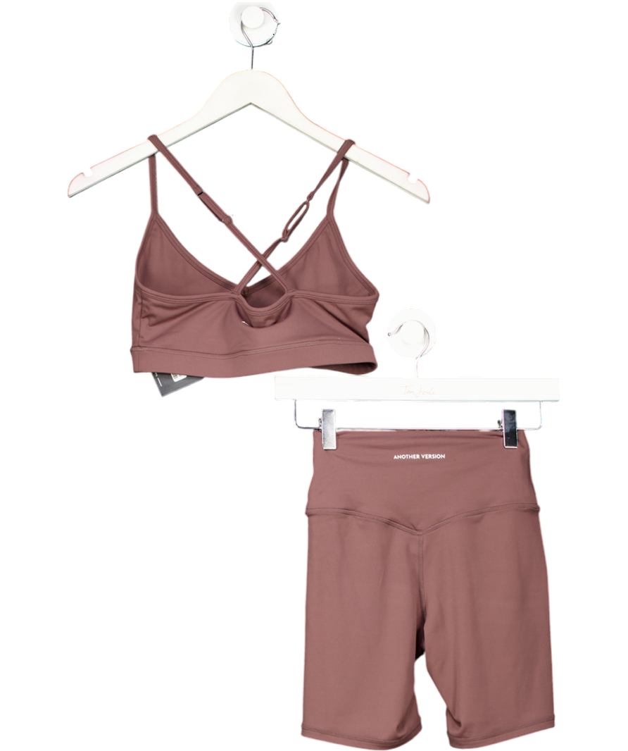 Another Version Brown Second Skin Short And Sports Bra Set UK S