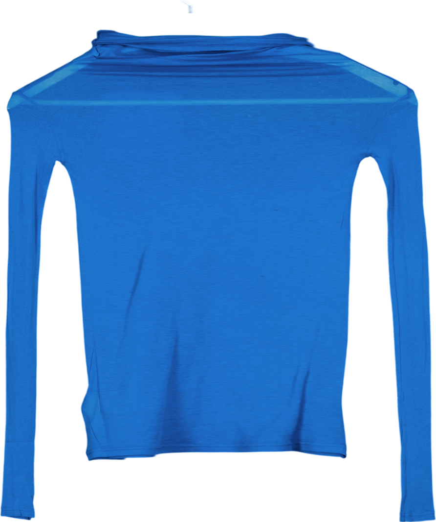 AMERICAN VINTAGE Blue Massachusetts Fine Knit Turtleneck Long Sleeve Top UK S