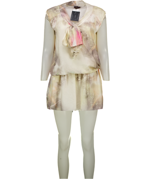 MULBERRY Multicoloured Pastel Watercolour Silk Print Mini Dress UK 10