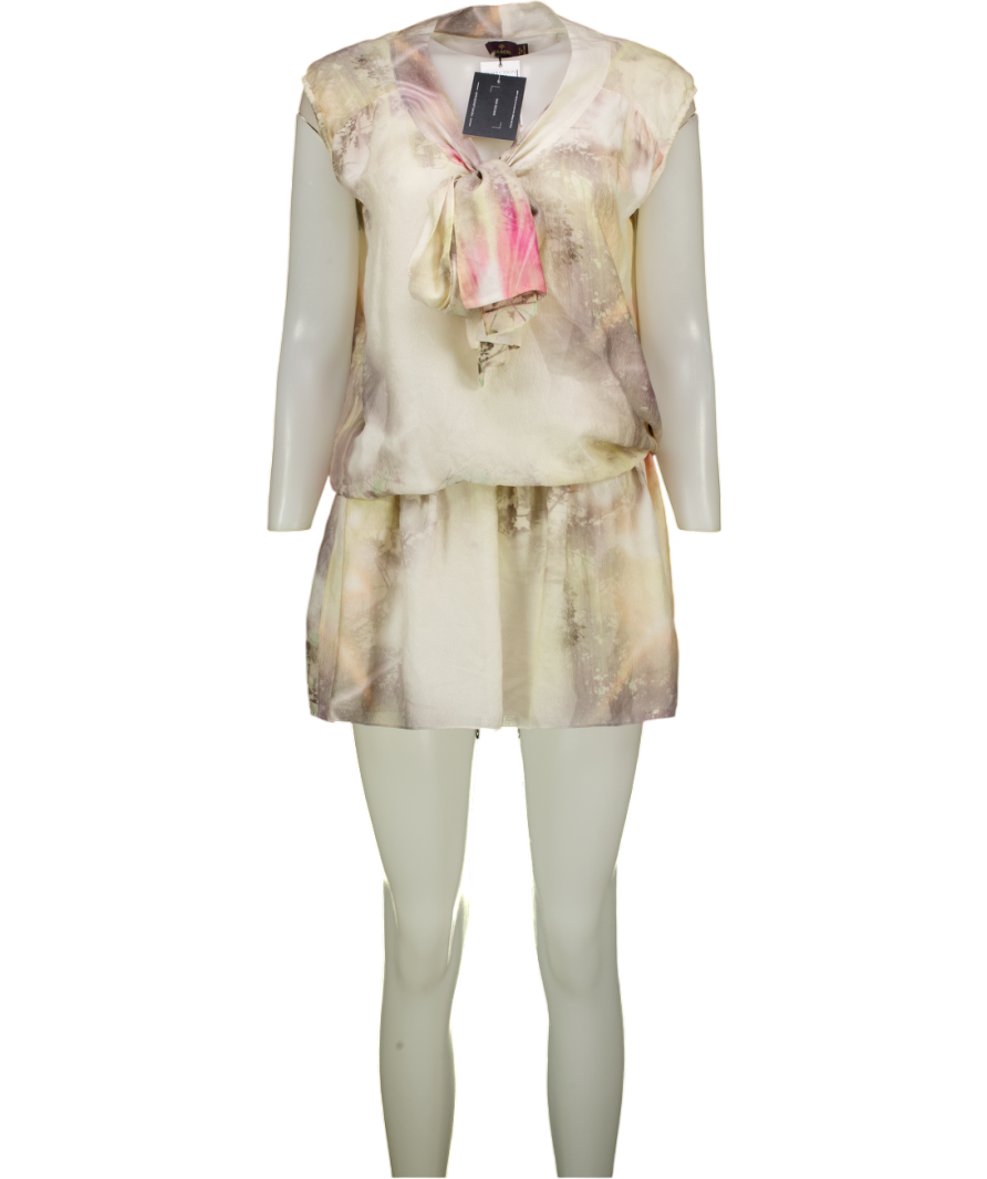 MULBERRY Multicoloured Pastel Watercolour Silk Print Mini Dress UK 10