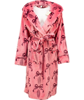 CHELSEA PEERS Pink Super Soft Bow Print Fleece Dressing Gown UK 10