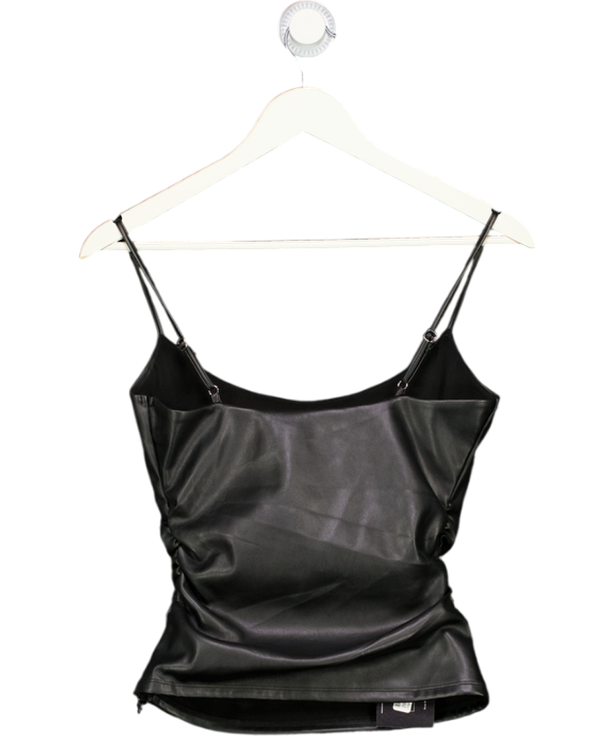 WHITE FOX Black Faux Leather Cami Top UK S