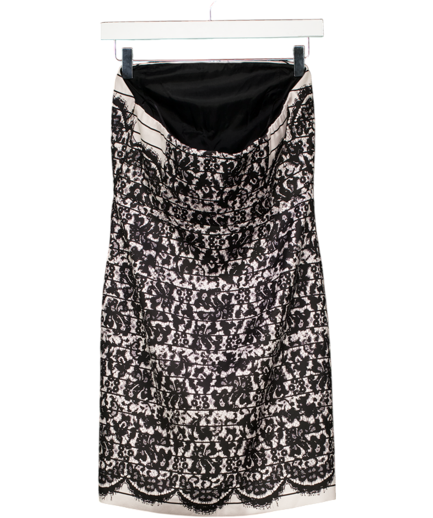 Tibi White Silk Lace Print Bandeau Mini Dress US6