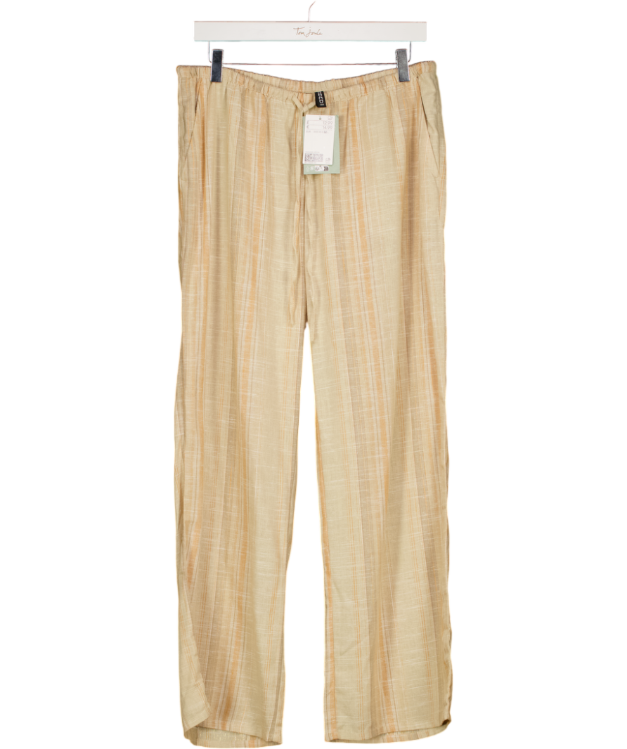 H&M Yellow Stripe Linen Blend Trousers UK M