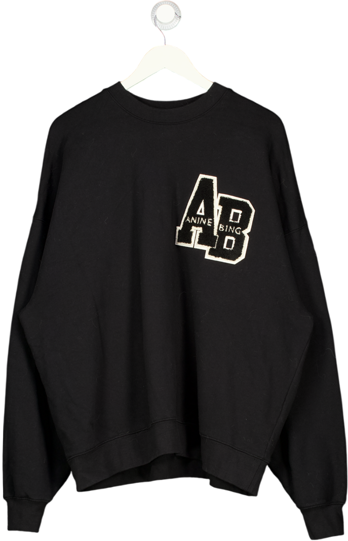 ANINE BING Black Miles Oversized Cotton-jersey Sweatshirt UK M