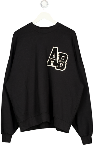 ANINE BING Black Miles Oversized Cotton-jersey Sweatshirt UK M