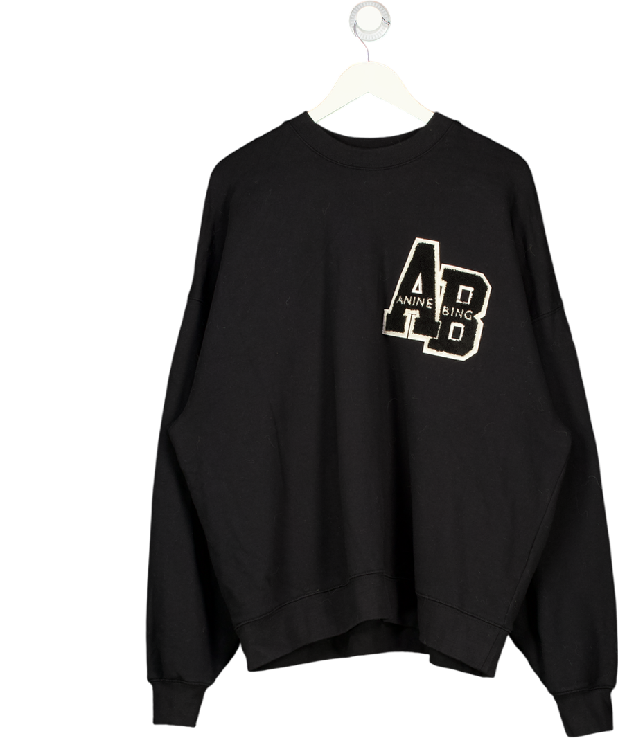 ANINE BING Black Miles Oversized Cotton-jersey Sweatshirt UK M