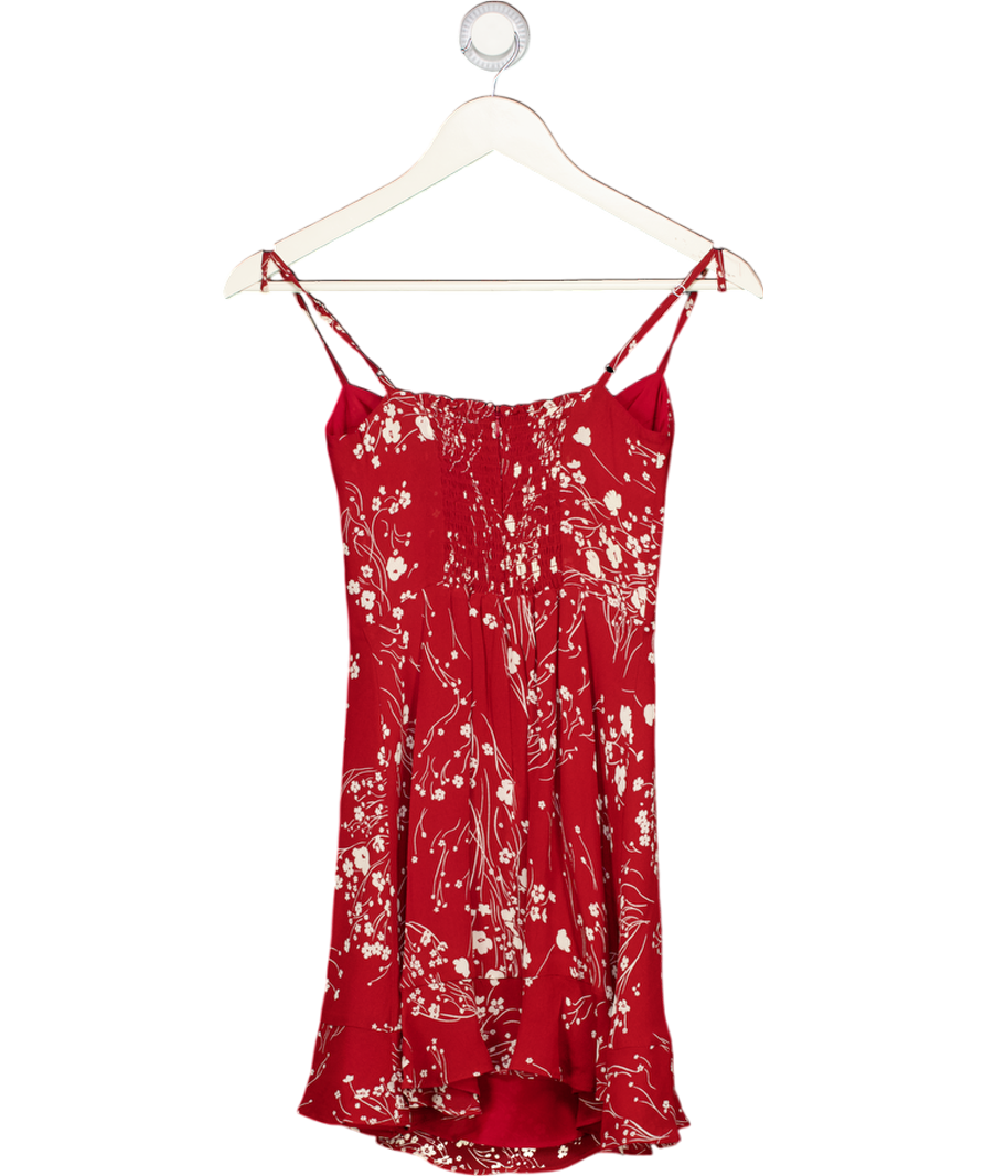 REFORMATION Dark Red Floral Mini Dress Sz0 UK 4
