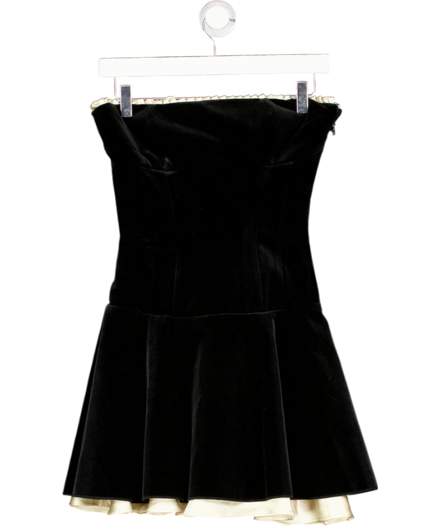 HOUSE OF CB Marilla Black Velvet Strapless Dress UK XS