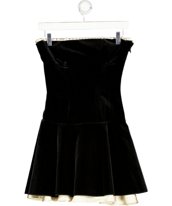 HOUSE OF CB Marilla Black Velvet Strapless Dress UK XS