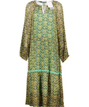 CECILIE COPENHAGEN Green / Multi Floral Stine Midi Dress UK M