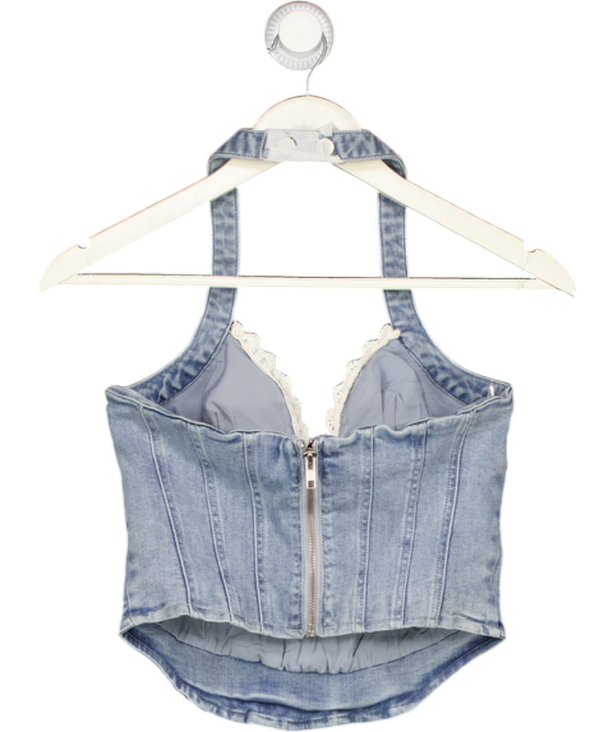 Oh Polly Lotta Halterneck Corset Top In Light Blue UK 10