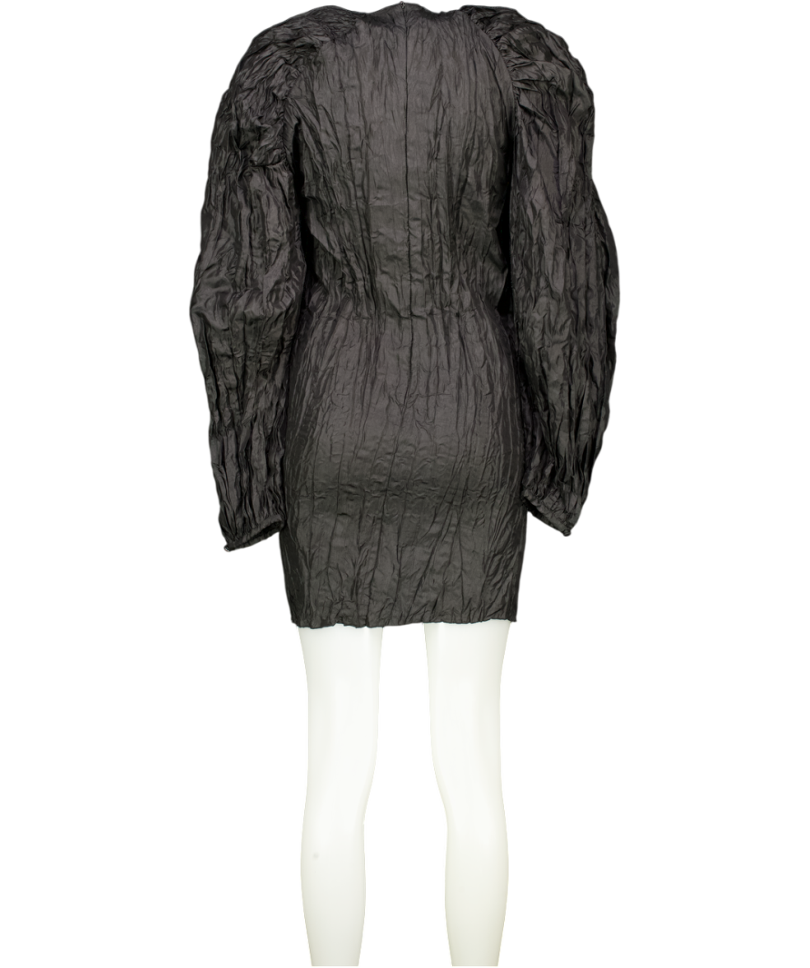 Rotate Birger Christensen Black Plissé-sateen Mini Dress Eu34 UK 6