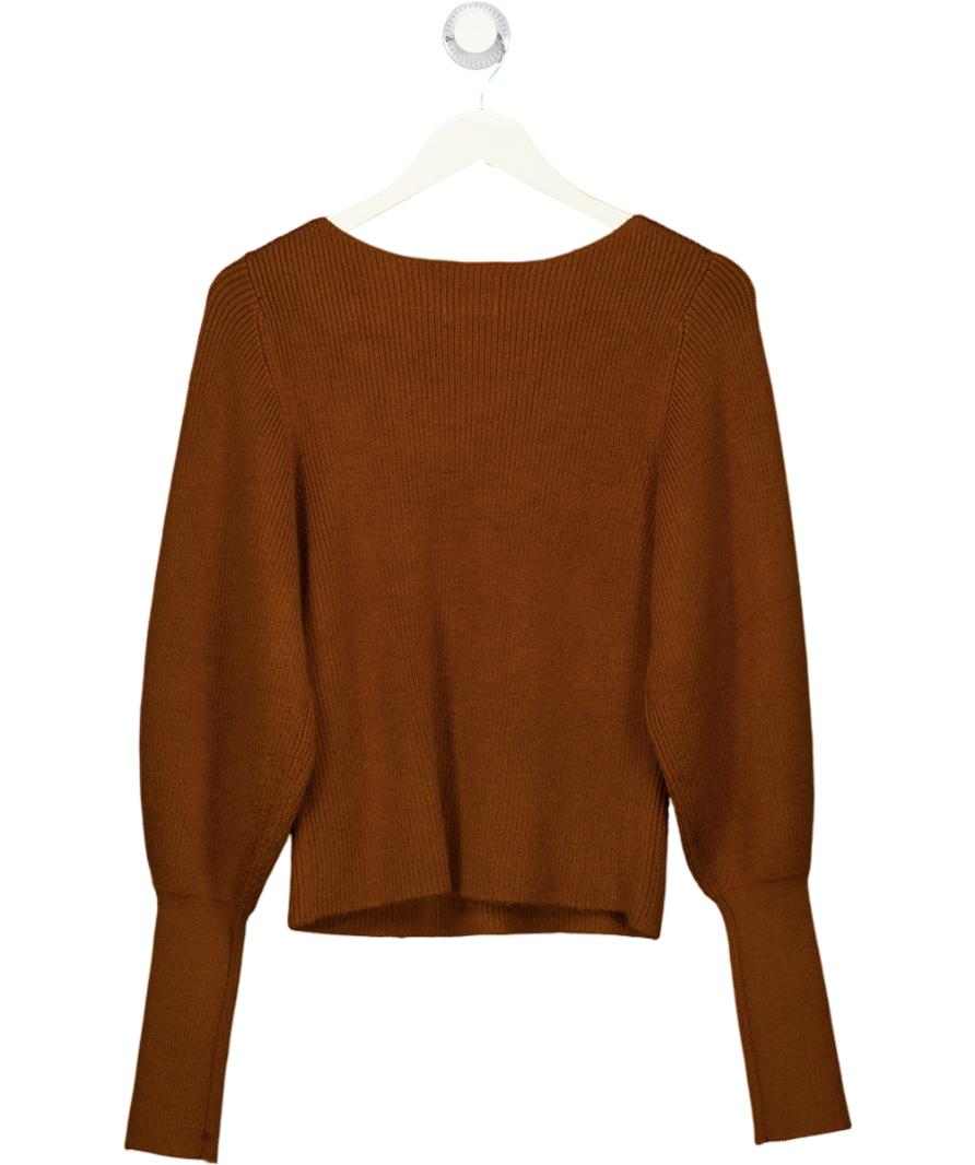 H&M Brown Sweetheart Neckline Knit Jumper UK M