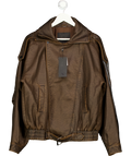 Noughts & Kisses Brown Vegan Leather Oversized Biker Jacket UK S