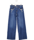 ANTHROPOLOGIE Blue Pearl-embellished Low-rise Wide-leg Jeans By Pilcro W25