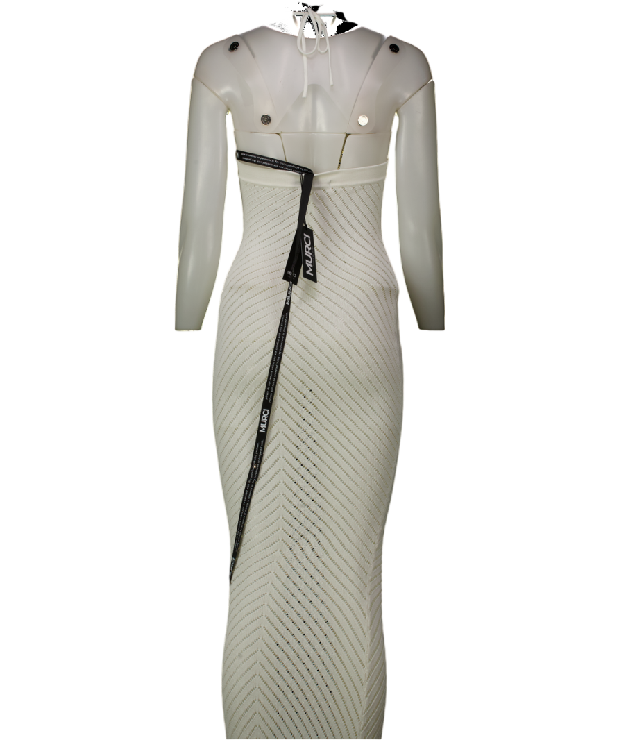 MURCI Remy Chevron Knitted Maxi Dress In White UK 6