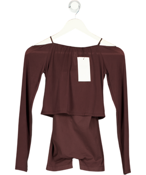 ZARA Brown Combined Tulle Short Playsuit UK XS/S