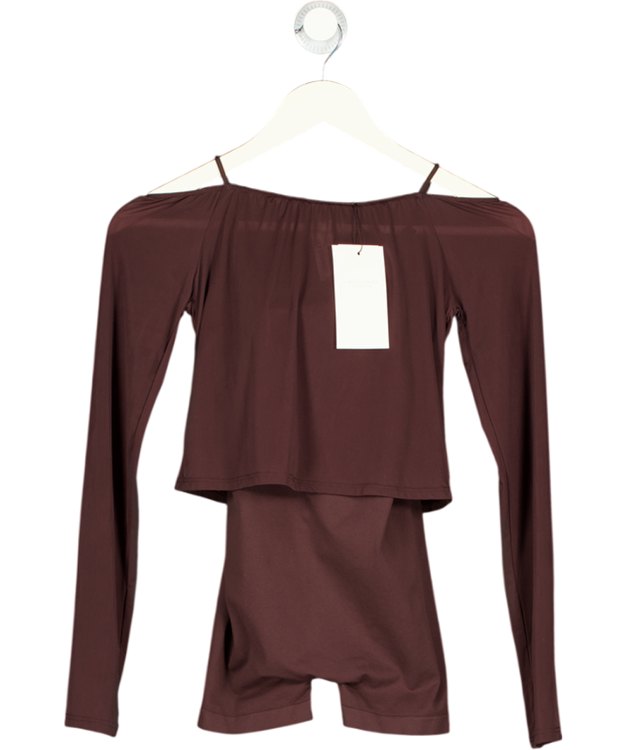 ZARA Brown Combined Tulle Short Playsuit UK XS/S