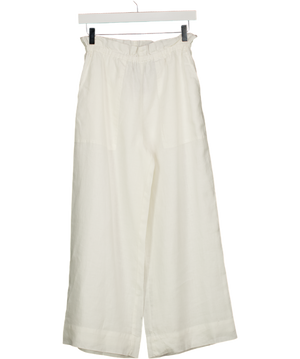 DONNA KARAN Weekend Cream Linen Blend High-rise Paperbag Pant UK XS