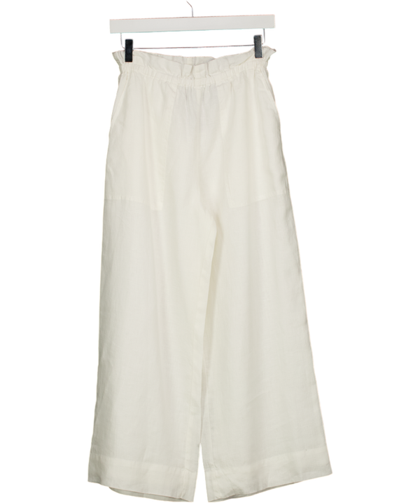 DONNA KARAN Weekend Cream Linen Blend High-rise Paperbag Pant UK XS