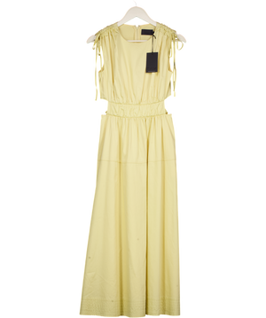 MINT VELVET Yellow Premium Mint Ruched Waist Detail Midi Dress UK 8