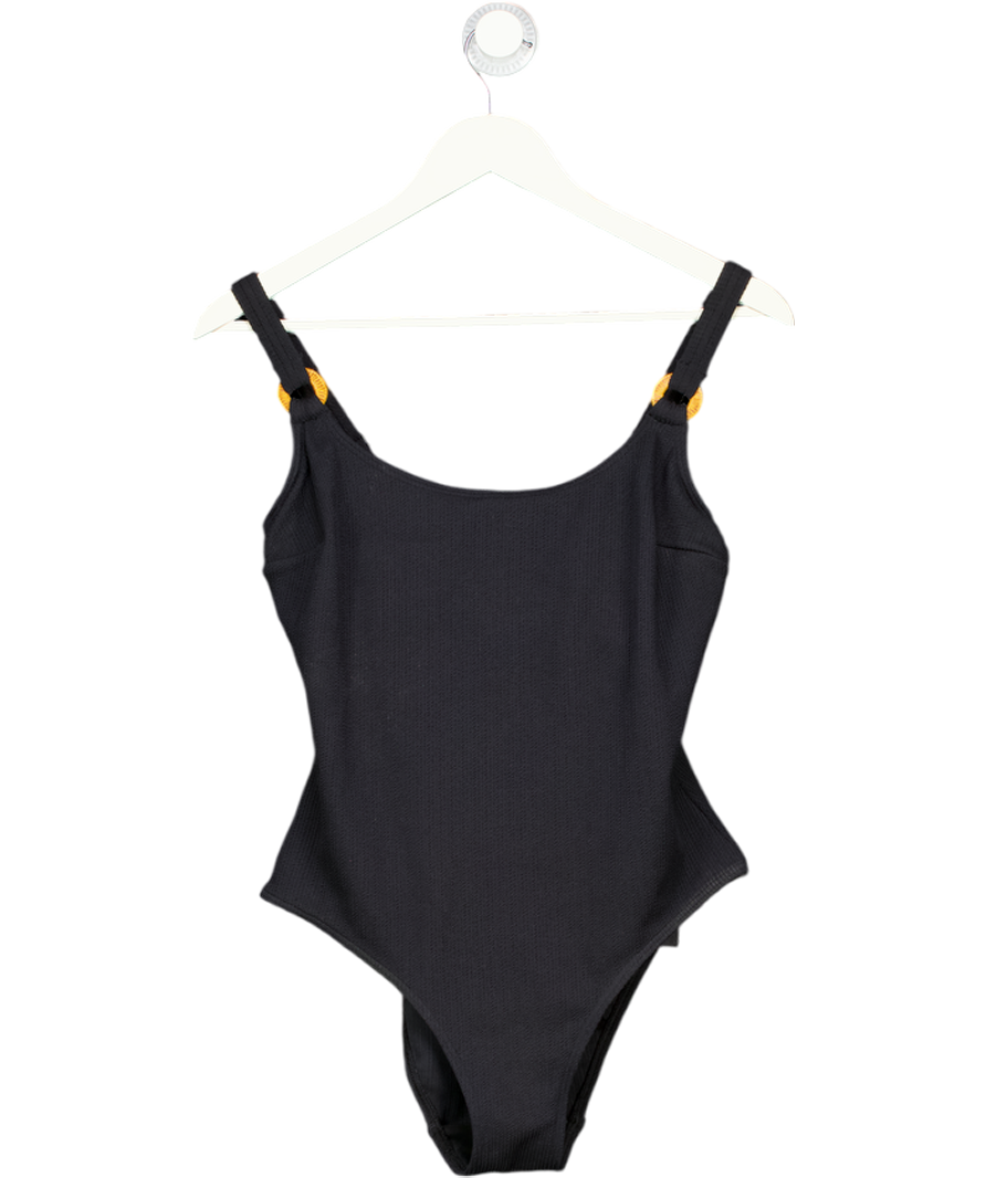 Pour Moi Black Cali Ribbed Texture Ring Underwired Swimsuit UK 34E