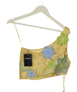 Bydee Yellow Nammos Crochet Top In Zesti UK S