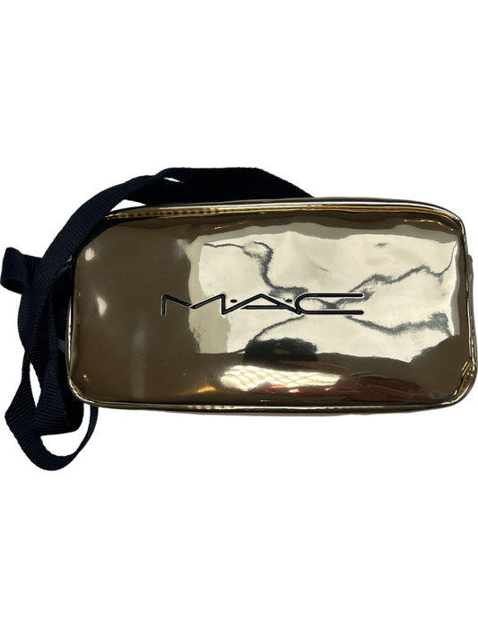 MAC Metallic Gold Makeup Bag with Black Strap