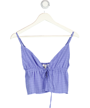 Esmee Blue Beach Textured Tie Front Top UK 8