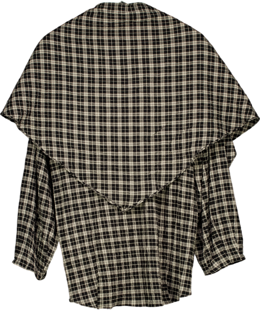 ZARA Black Check Shirt With Multipositional Scarf UK M